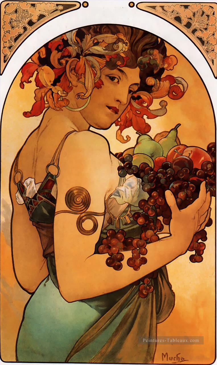Fruit 1897 litho Art Nouveau tchèque Alphonse Mucha Peintures à l'huile